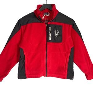 Spyder Fleece Jacket Kids Youth M /‎ L Red Black Full Zip Cold Weather Outdoor